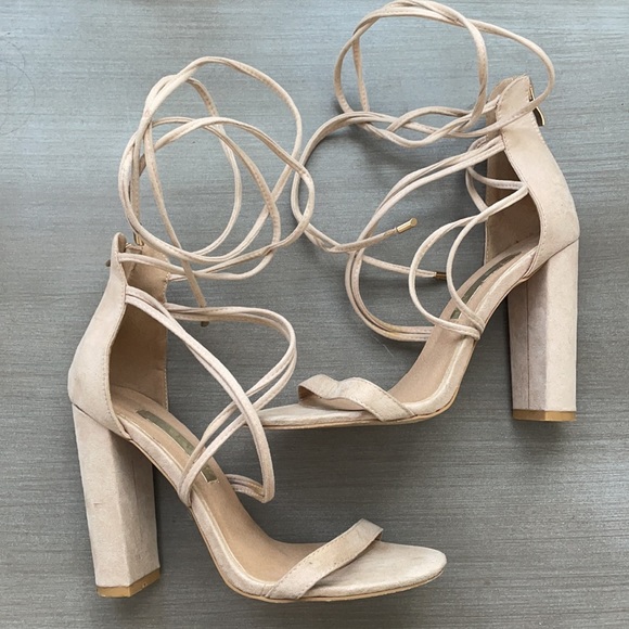 LACE UP BILLINI NUDE HEELS - Picture 1 of 3